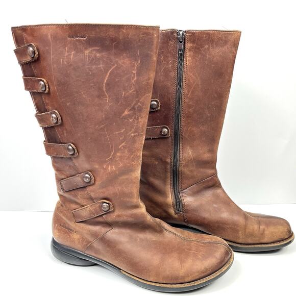 Merrell Cherry Brown Waterproof Leather Buttons Tetra Launch Boots Womens Sz 9 - Picture 1 of 14